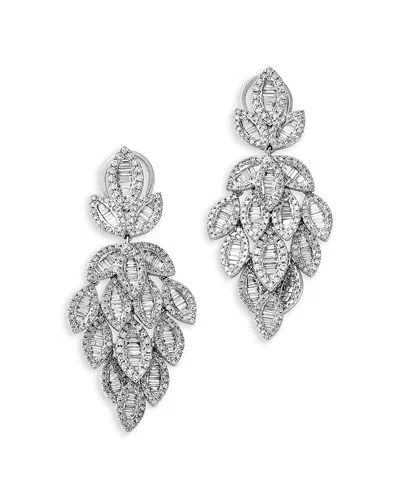 Bloomingdale's Fine Collection Diamond Round & Baguette Statement Drop Earrings In 14k White Gold, 2.50 Ct. T. W.