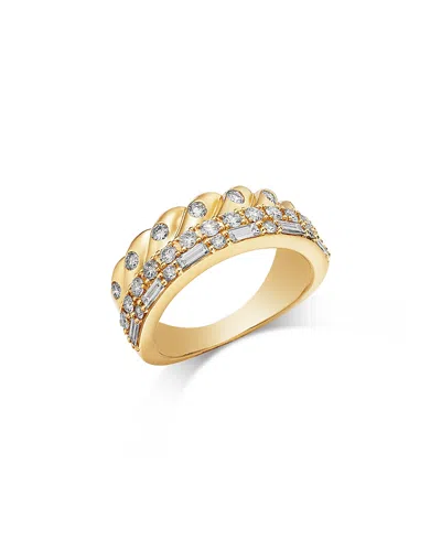 Bloomingdale's Fine Collection Diamond Round & Baguette Three Row Stack Look Ring In 14k Yellow Gold, 1.0 Tcw