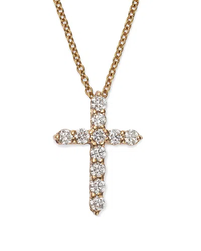 Bloomingdale's Fine Collection Diamond Small Cross Pendant Necklace In 14k White Gold, 0.33 Tcw