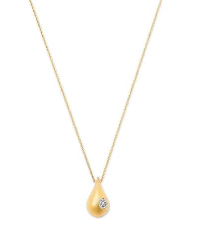 Bloomingdale's Fine Collection Diamond Solitaire Polished Pear Pendant Necklace In 14k Yellow Gold, 0.07 Tcw