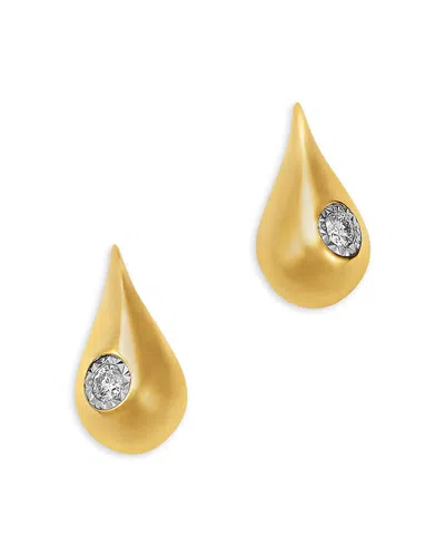 Bloomingdale's Fine Collection Diamond Solitaire Polished Pear Stud Earrings In 14k Yellow Gold, 0.09 Tcw