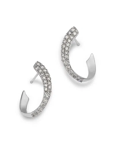 Bloomingdale's Fine Collection Diamond Spiral Hoop Earrings In 14k White Gold, 0.70 Tcw