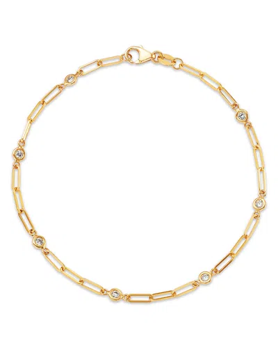 Bloomingdale's Fine Collection Diamond Station Paperclip Chain Bracelet In 14k Yellow Gold, 0.25 Tcw