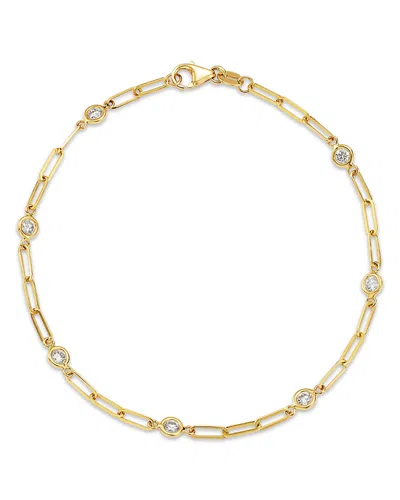 Bloomingdale's Fine Collection Diamond Station Paperclip Chain Bracelet In 14k Yellow Gold, 0.50 Tcw