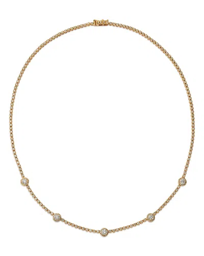 Bloomingdale's Fine Collection Diamond Station Tennis Necklace In 14k Yellow Gold, 3.75 Tcw In Transparent
