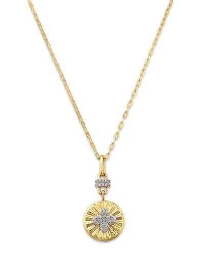 Bloomingdale's Fine Collection Diamond Sunray Disc Pendant Necklace In 14k Yellow Gold, 0.10 Tcw