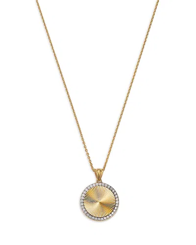 Bloomingdale's Fine Collection Diamond Sunray Disc Pendant Necklace In 14k Yellow Gold, 0.16 Ct. T. W.