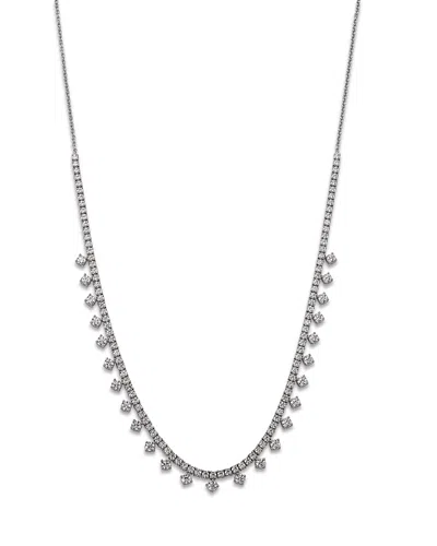 Bloomingdale's Fine Collection Diamond Tennis Droplet Necklace In 14k White Gold, 5.0 Tcw In Silver