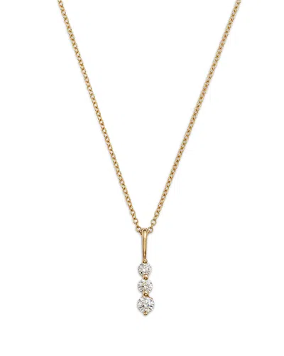 Bloomingdale's Fine Collection Diamond Three Stone Pendant Necklace In 14k Yellow Gold, 0.25 Ct. T. W.
