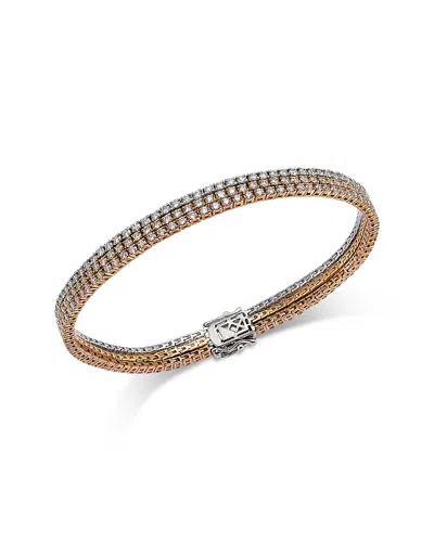 Bloomingdale's Fine Collection Diamond Triple Row Tennis Bracelet In 14k Tricolor Gold, 4.75 Ct. T. W. In Multi