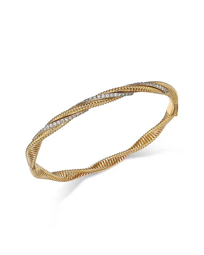Bloomingdale's Fine Collection Diamond Twist Bangle In 14k White & Yellow Gold, 0.55 Tcw In Multi