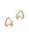 Bloomingdale's Fine Collection Diamond Two Piercing Look Huggie Earrings In 14k Yellow Gold, 0.37 Ct. T. W.