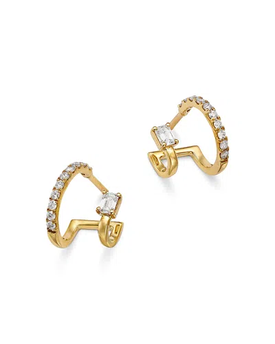 Bloomingdale's Fine Collection Diamond Two Piercing Look Huggie Earrings In 14k Yellow Gold, 0.37 Ct. T. W.