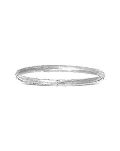 Bloomingdale's Fine Collection Domed Flex Bangle Bracelet In Rhodium-plated 14k Yellow Gold In Silver