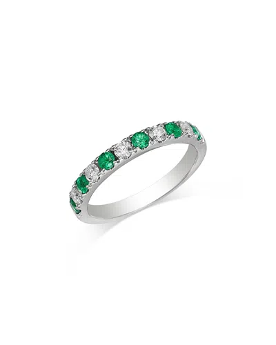 Bloomingdale's Fine Collection Emerald & Diamond Band In 14k White Gold In Green/white