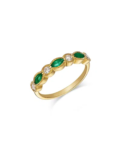 Bloomingdale's Fine Collection Emerald & Diamond Band In 14k Yellow Gold