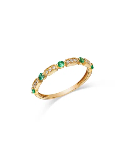 Bloomingdale's Fine Collection Emerald & Diamond Band In 14k Yellow Gold
