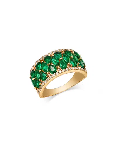 Bloomingdale's Fine Collection Emerald & Diamond Band In 14k Yellow Gold In Green/gold