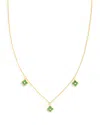 Bloomingdale's Fine Collection Emerald & Diamond Bezel Clover Station Necklace In 14k Yellow Gold, 17 In Emerald/gold