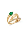 Bloomingdale's Fine Collection Emerald & Diamond Bypass Ring In 14k Yellow Gold In Gold