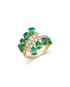 Bloomingdale's Fine Collection Emerald & Diamond Bypass Ring In 18k Yellow Gold In Green