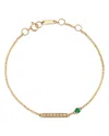 Bloomingdale's Fine Collection Emerald & Diamond Chain Link Bracelet In 14k Yellow Gold In Gold