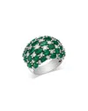 Bloomingdale's Fine Collection Emerald & Diamond Checkerboard Cluster Ring In 14k White Gold In White