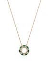 Bloomingdale's Fine Collection Emerald & Diamond Circle Pendant Necklace In 14k Yellow Gold, 18 In Gold
