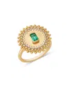 Bloomingdale's Fine Collection Emerald & Diamond Circle Statement Ring In 14k Yellow Gold In Gold