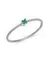 Bloomingdale's Fine Collection Emerald & Diamond Clover Tennis Bracelet In 14k White Gold In Multi