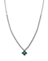 Bloomingdale's Fine Collection Emerald & Diamond Clover Tennis Necklace In 14k White Gold, 16 In Multi