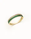 Bloomingdale's Fine Collection Emerald & Diamond Double Row Band In 14k Yellow Gold In Emerald/gold