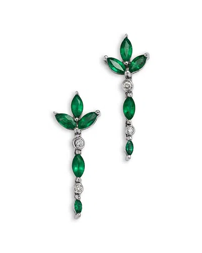 Bloomingdale's Fine Collection Emerald & Diamond Drop Earrings In 14k White Gold - Exclusive In Green/white