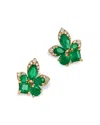 Bloomingdale's Fine Collection Emerald & Diamond Flower Cluster Stud Earrings In 14k Yellow Gold In Multi