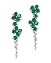 Bloomingdale's Fine Collection Emerald & Diamond Flower Drop Earrings In 14k White Gold In Multi