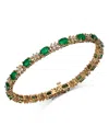 Bloomingdale's Fine Collection Emerald & Diamond Link Bracelet In 14k Yellow Gold - Exclusive In Green/gold