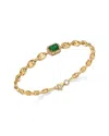 Bloomingdale's Fine Collection Emerald & Diamond Mariner Link Bracelet In 14k Yellow Gold In Green/gold