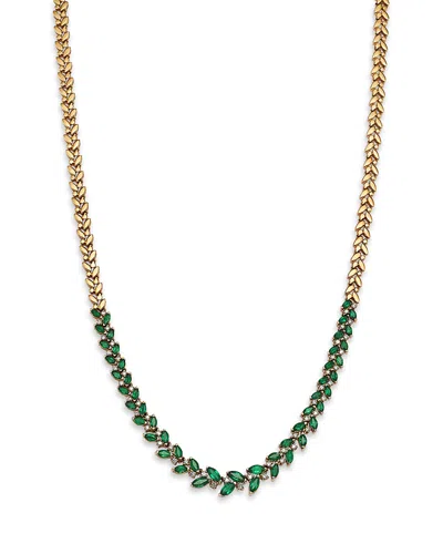 Bloomingdale's Fine Collection Emerald & Diamond Necklace In 14k Yellow Gold, 16.25 In Green/gold