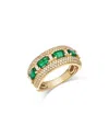 Bloomingdale's Fine Collection Emerald & Diamond Pave Ring In 14k Yellow Gold In Gold