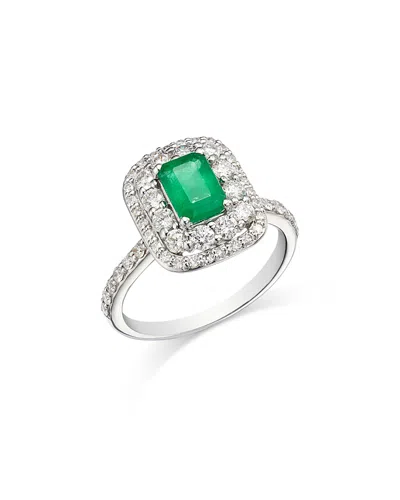 Bloomingdale's Fine Collection Emerald & Diamond Ring In 14k White Gold In Green/white