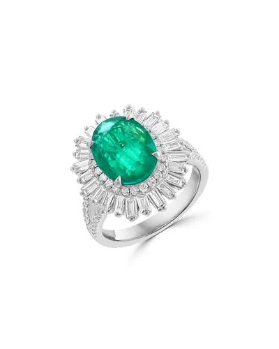 Bloomingdale's Fine Collection Emerald & Diamond Ring In 18k White Gold In Green/white