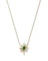 Bloomingdale's Fine Collection Emerald & Diamond Starburst Pendant Necklace In 14k Yellow Gold, 18 In Green/gold