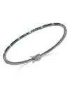 Bloomingdale's Fine Collection Emerald & Diamond Tennis Bracelet In 14k White Gold In Green/white