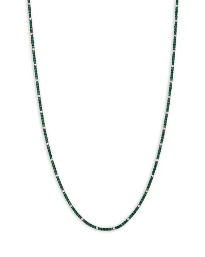 Bloomingdale's Fine Collection Emerald & Diamond Tennis Necklace In 14k White Gold, 17 In Green/white
