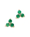 Bloomingdale's Fine Collection Emerald & Diamond Trio Stud Earrings In 14k Yellow Gold In Green