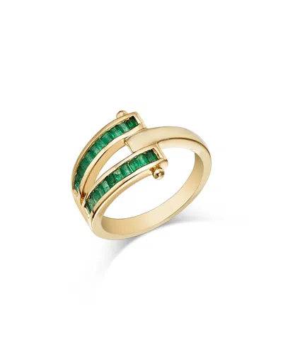 Bloomingdale's Fine Collection Emerald Bypass Ring In 14k Yellow Gold In Green/gold