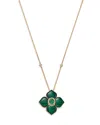 Bloomingdale's Fine Collection Emerald, Malachite & Diamond Flower Pendant Necklace In 14k Yellow Gold, 18