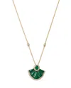 Bloomingdale's Fine Collection Emerald, Malachite & Diamond Pendant Necklace In 14k Yellow Gold, 18 In Green/gold