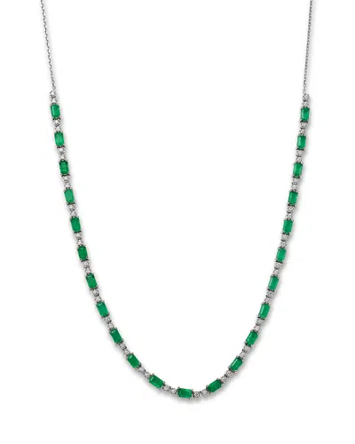 Bloomingdale's Fine Collection Emerald Or Sapphire & Diamond Collar Necklace In 14k White Gold, 18 In Multi