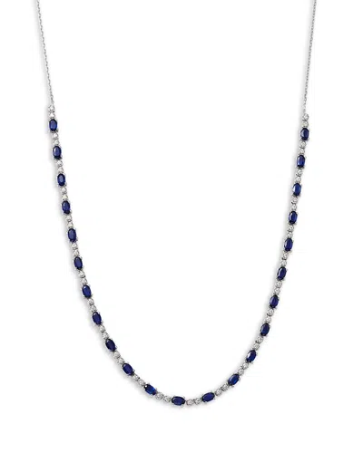 Bloomingdale's Fine Collection Emerald Or Sapphire & Diamond Collar Necklace In 14k White Gold, 18 In Multi